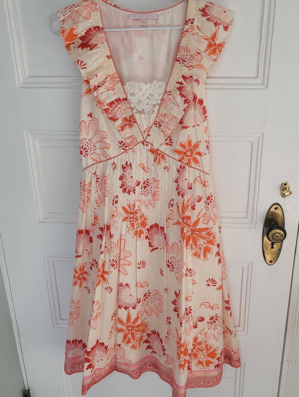 Rebecca Taylor Cotton Floral Ruffle Lace Dress NWT Size 2